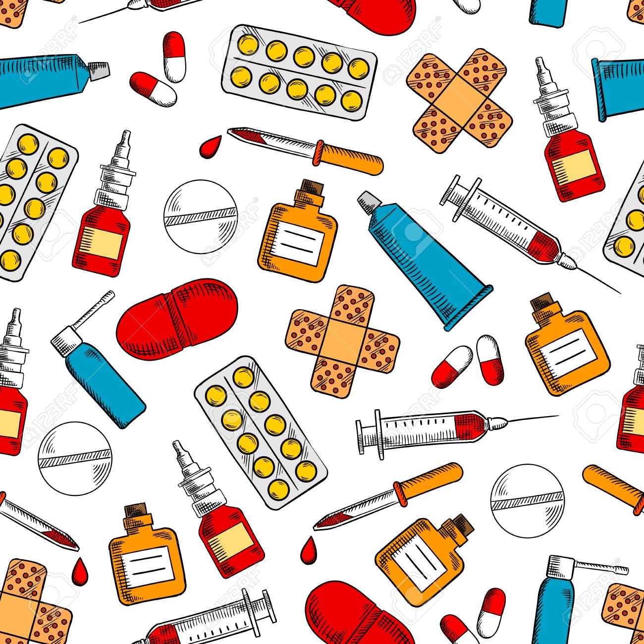 first aid medical poster seamless wallpaper with vector icons medical poster