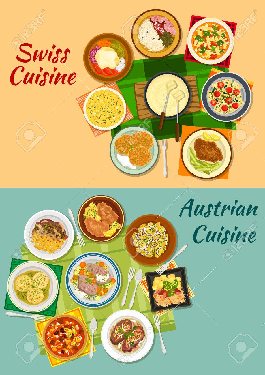 Suisse Et Autrichienne Cuisine Icone Avec Fondue Au Fromage