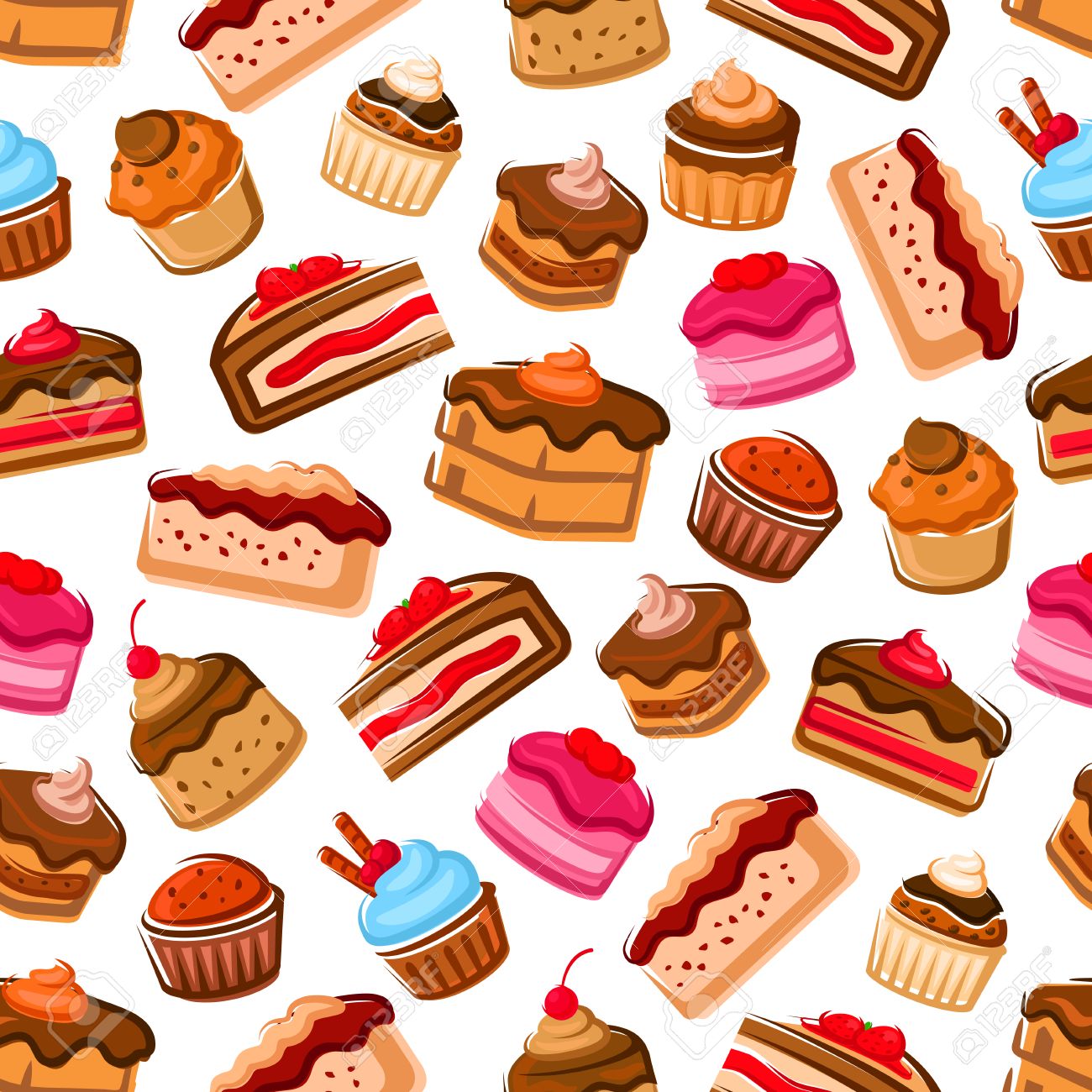 Cupcakes Cakes And Muffins Seamless Background Patisserie