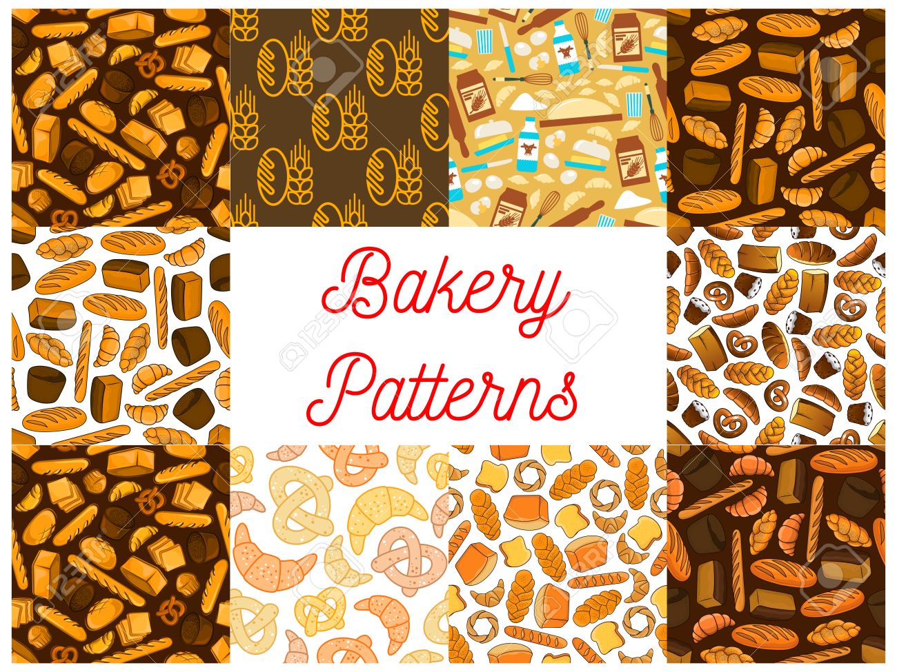 Bakery And Baking Seamless Backgrounds Wallpapers With Vector