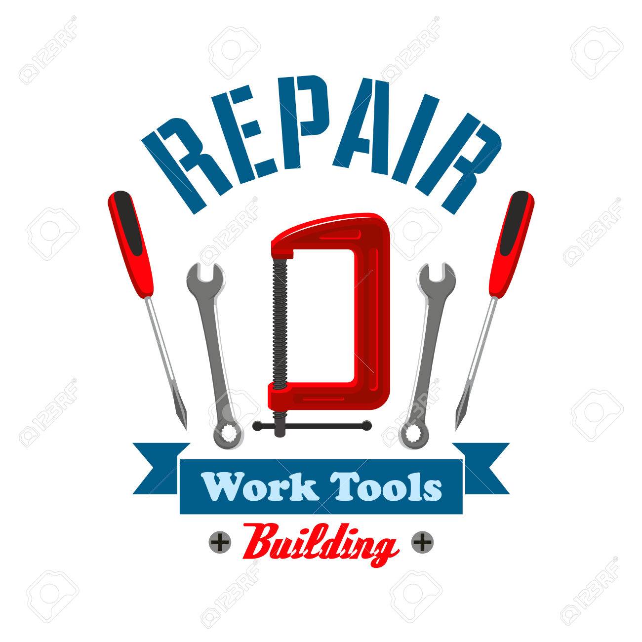 修理作業ツール ラベル エンブレム 住宅建設 スパナ ドライバー 万力の要素を構築します 家の修理サービス ショップ マーケット アイコン デザイン のイラスト素材 ベクタ Image
