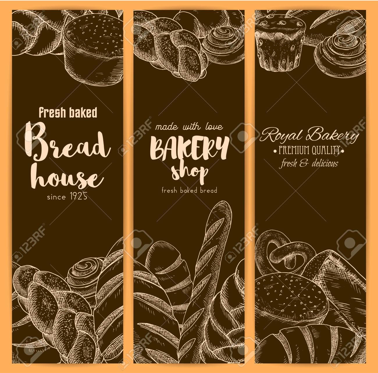 Backerei Oder Backer Haus Brot Banner Der Skizze Frisch Gebackene