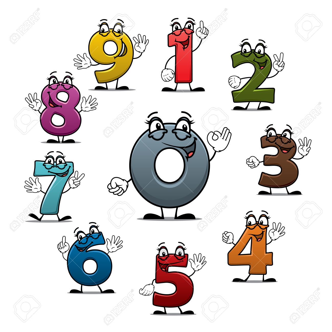 Numbers Icons Of Vector Cartoon Characters Smiling Numerical Royalty Free Cliparts Vectors And Stock Illustration Image