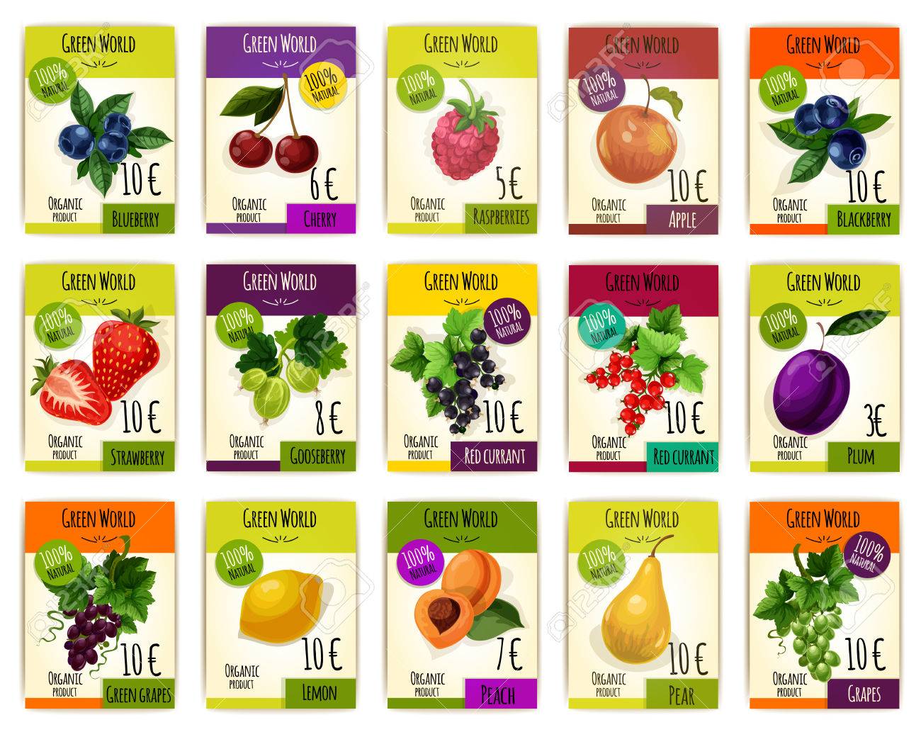 Fruits tags or cards with price. Vector set of fresh harvest of organic fruits blueberry, cherry and raspberry, apple, blackberry and strawberry, gooseberry, black and red currant, plum and grape, lemon and apricot with pear for farm market or shop - 69602634 Fruits tags or cards with price. Vector set of fresh harvest of organic fruits blueberry, cherry and raspberry, apple, blackberry and strawberry, gooseberry, black and red currant, plum and grape, lemon and apricot with pear for farm market or shop - 69602634