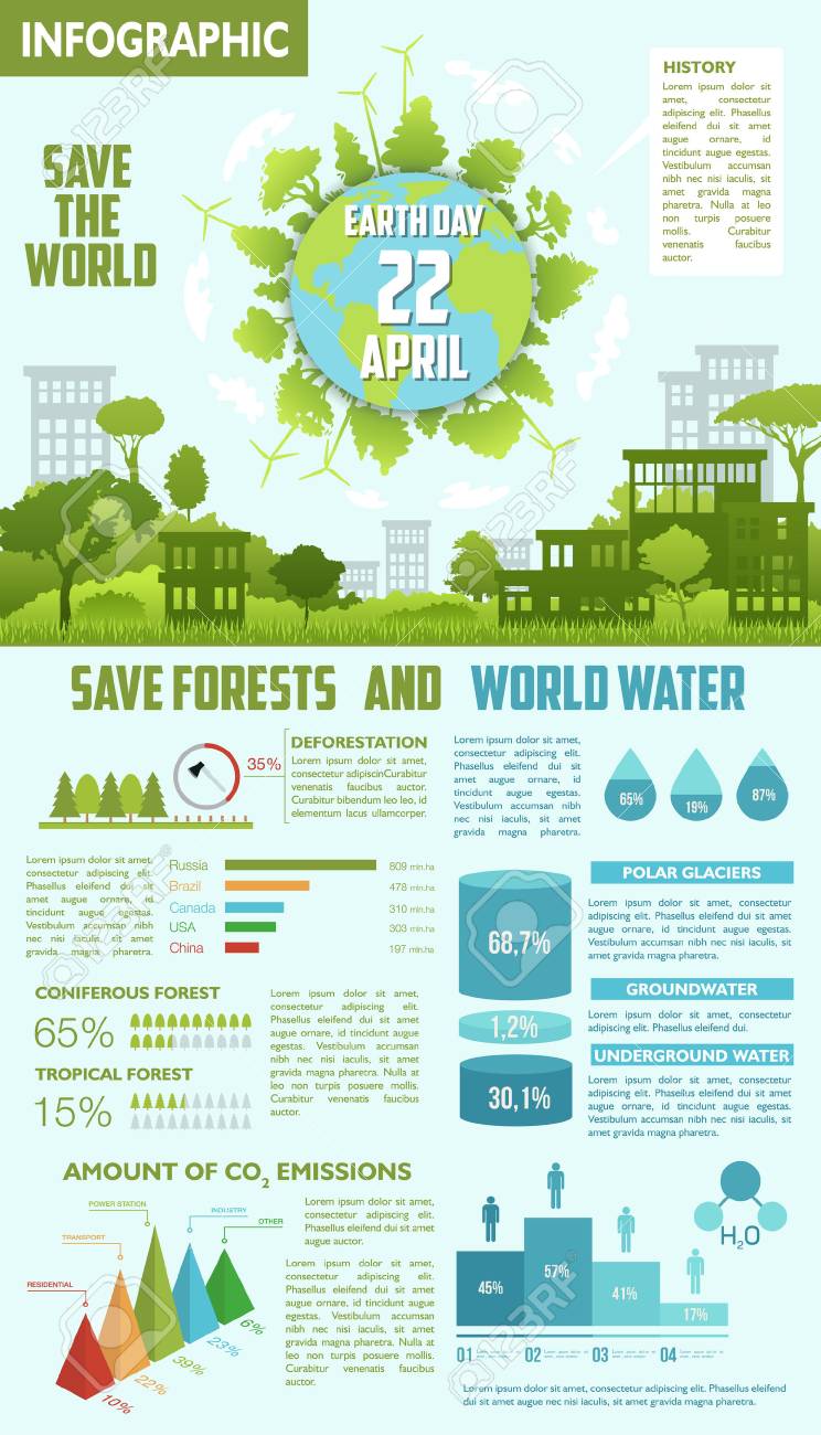 save forest and water ecological infographics royalty free cliparts