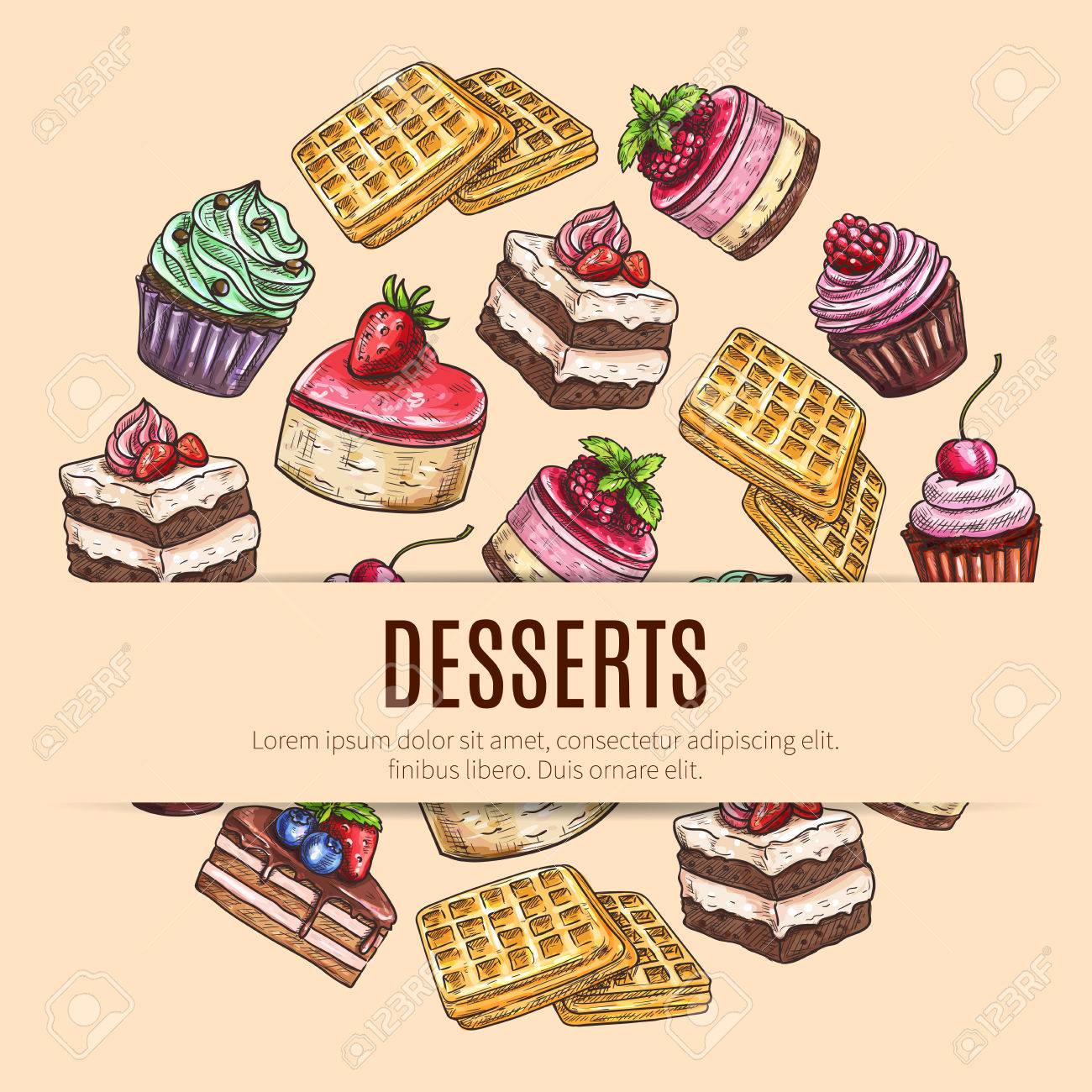 Affiche De Desserts De Gateaux Pour Le Design De Patisserie Clip Art Libres De Droits Vecteurs Et Illustration Image