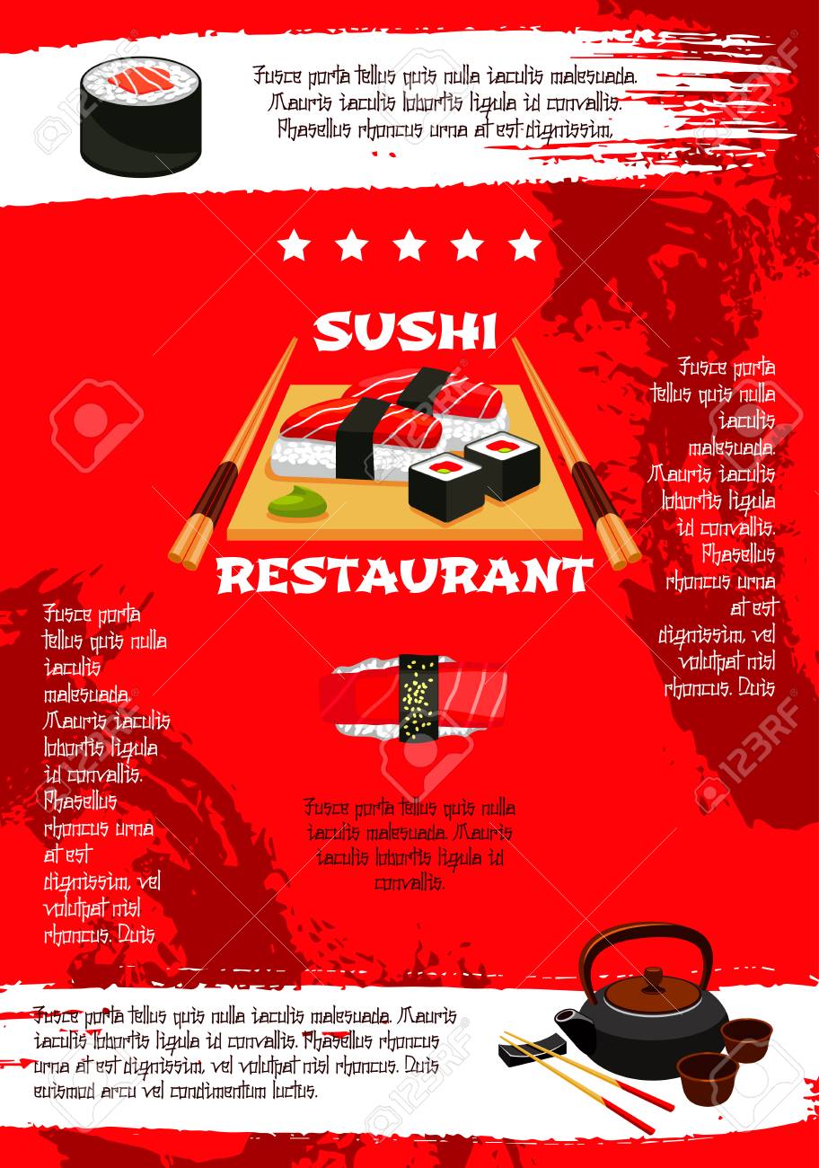 japanese sushi restaurant menu poster template vector design menu poster template