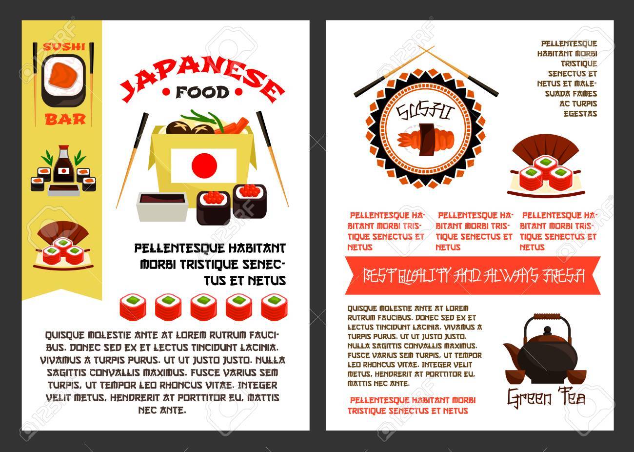 a japanese food or sushi reataurant posters templates set for posters templates