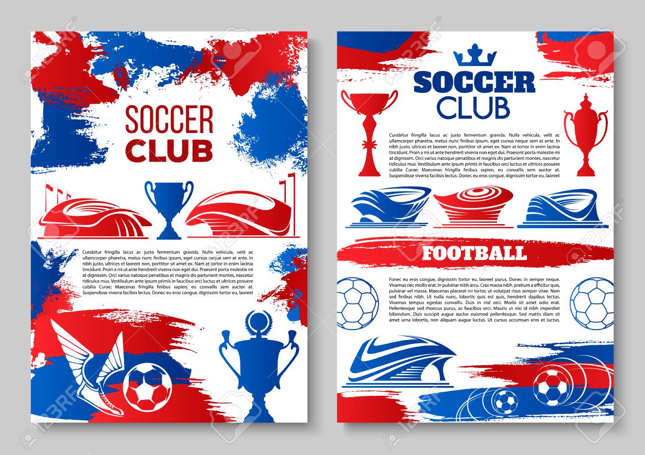 soccer club posters design template for football cup match