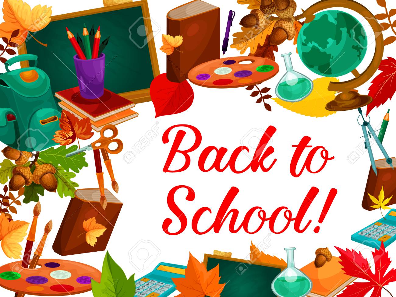 back to school welcome poster of stationery book pencil or ruler welcome poster for school