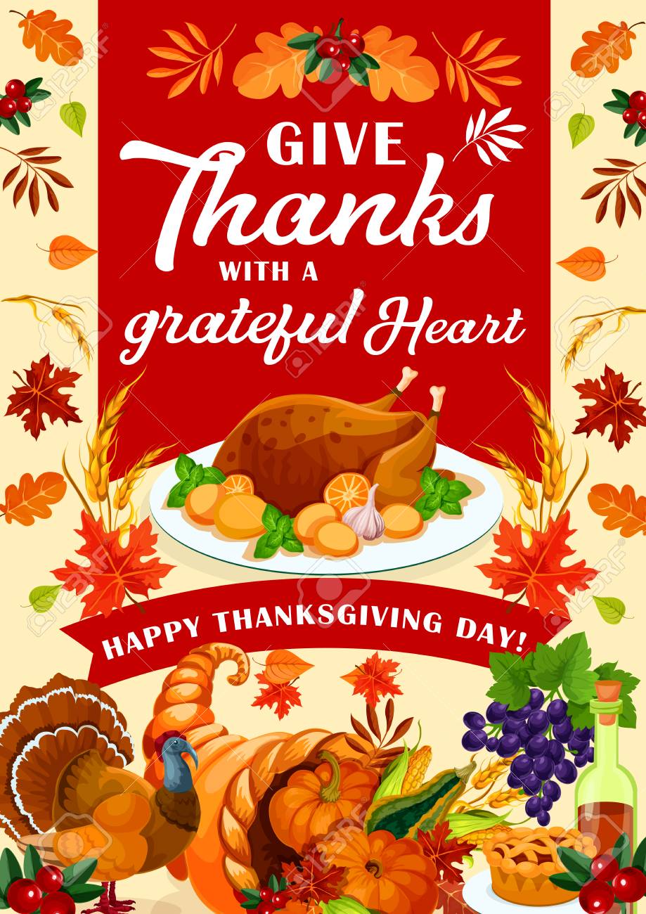 Happy Thanksgiving Day Greeting Card For Autumn Harvest Holiday Royalty Free Cliparts Vectors And Stock Illustration Image 112226984