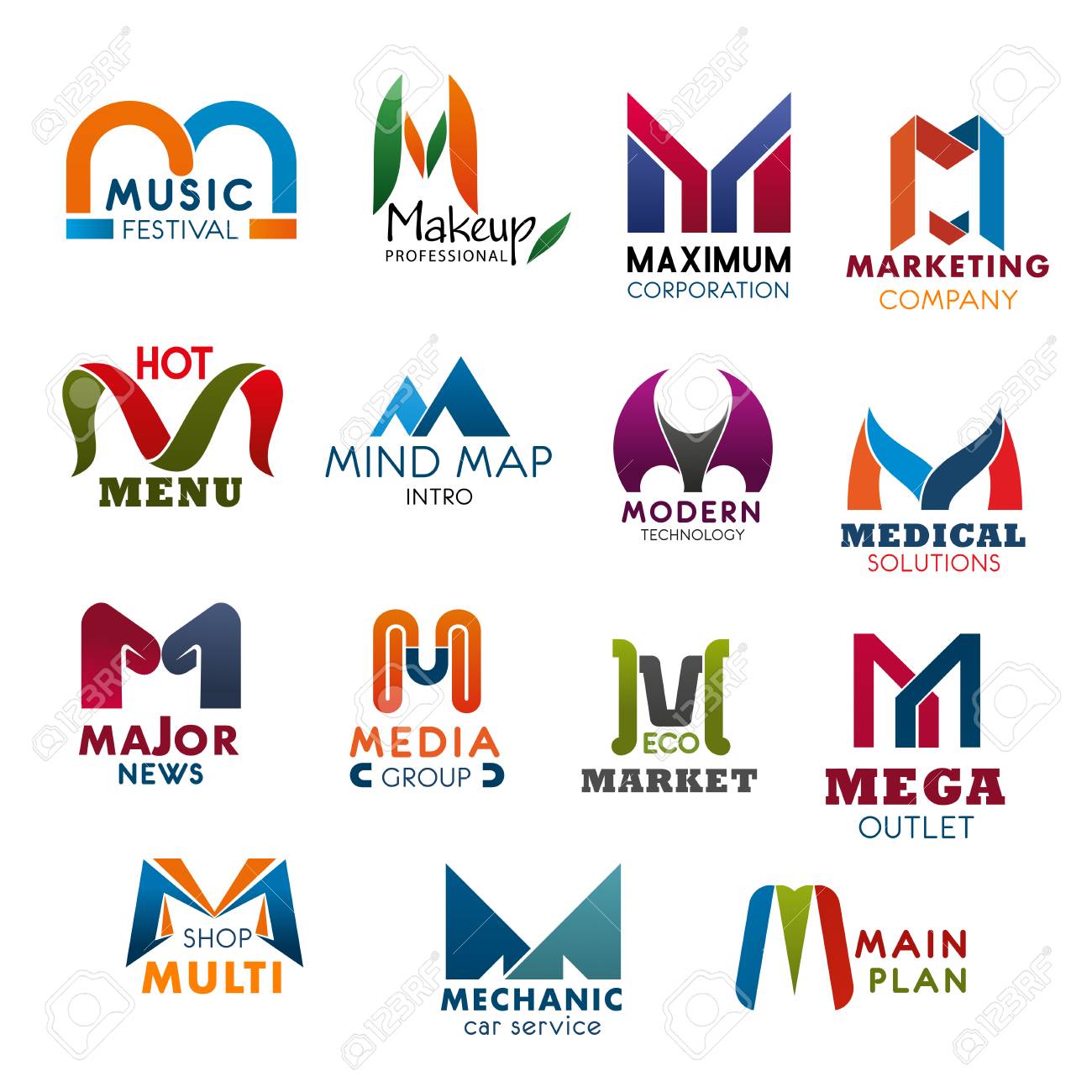 Letter M Icons Modern Design For Company, Brand Name And Business 