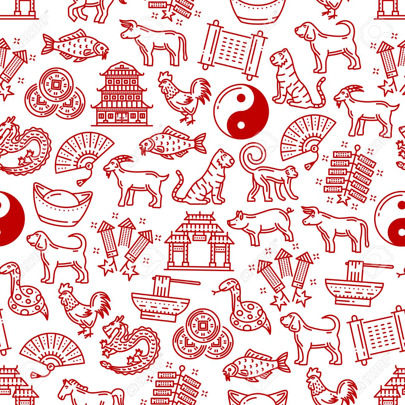 Chinese Symbols Pattern Background Of Traditional Celebration Royalty Free Cliparts Vectors And Stock Illustration Image