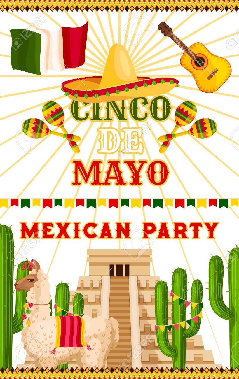 cinco de mayo party invitation card or poster for mexican