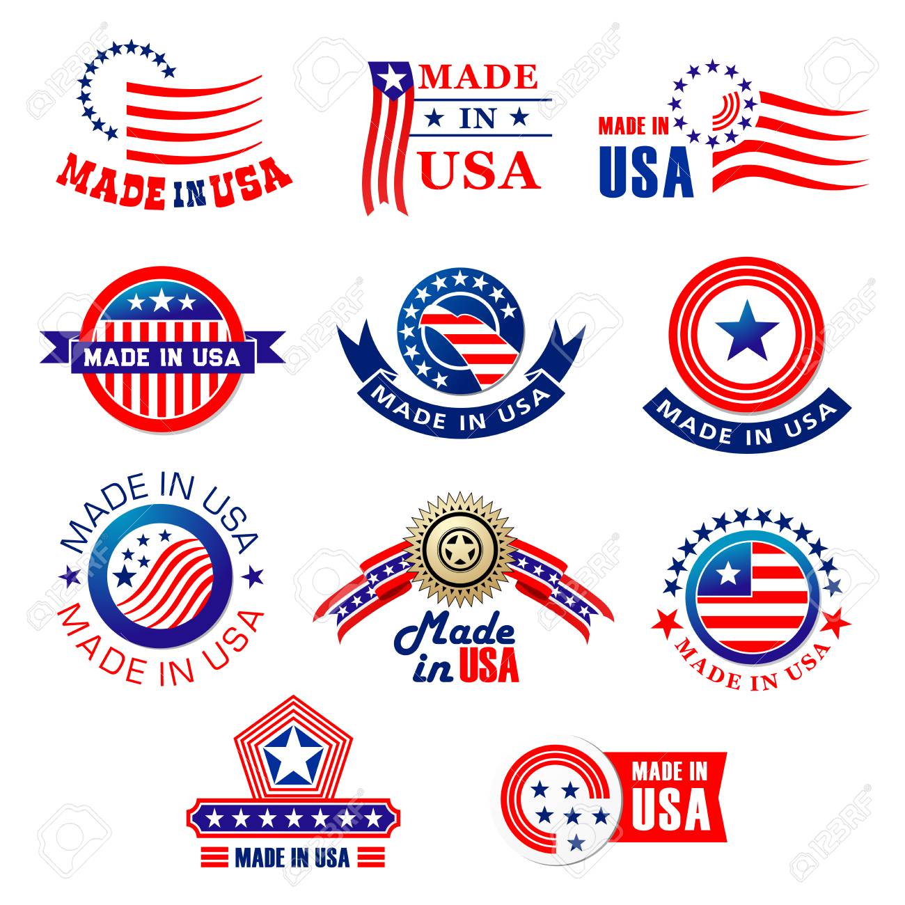 Made In Usa Premium Quality Product Tags Set Vector Badge Made Royalty Free Cliparts Vectors And Stock Illustration Image 108886215