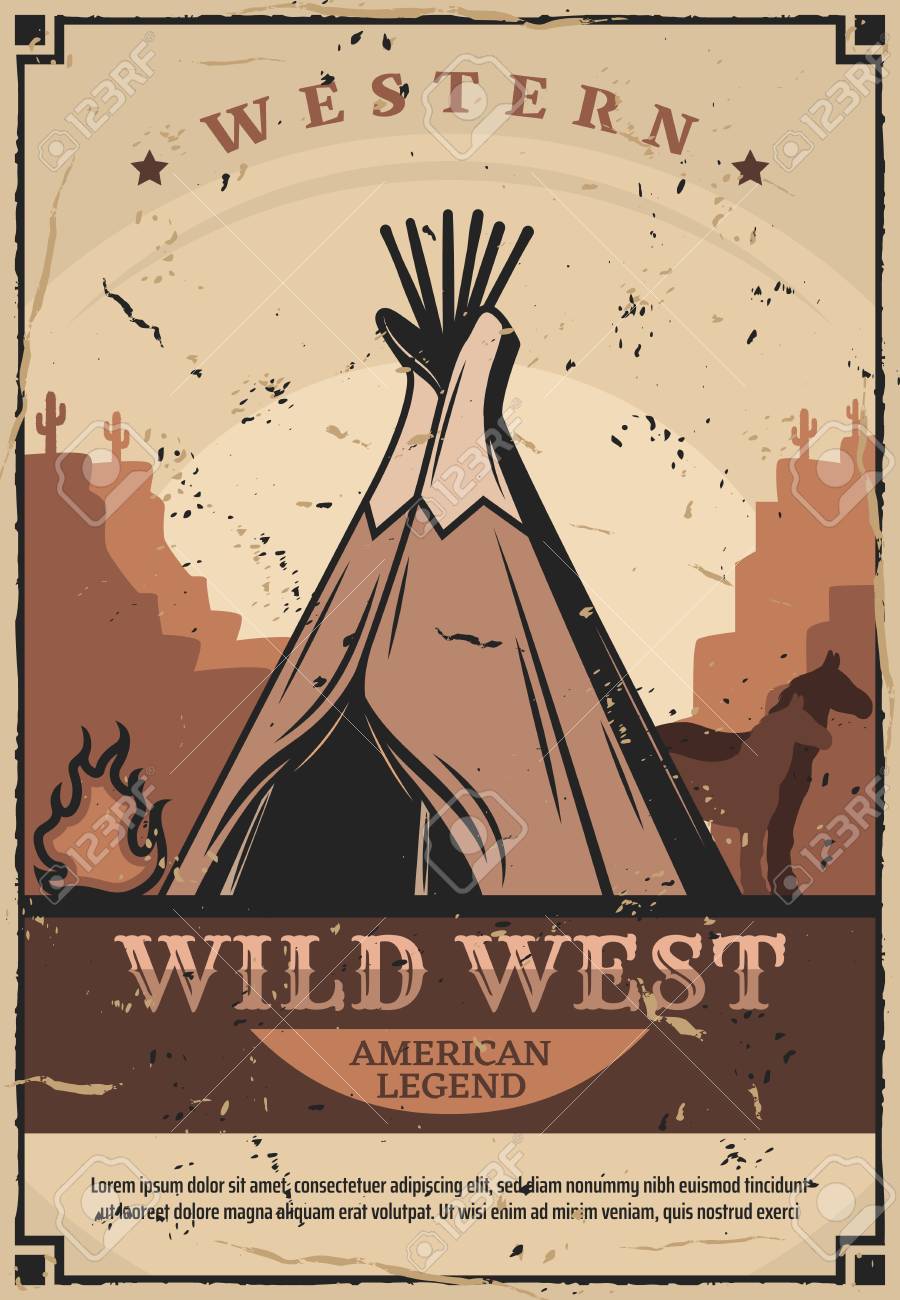 Wild West Wigwam Native Americans Or Indian Dwelling Retro