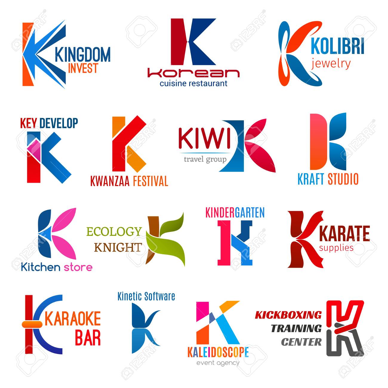 Corporate Identity Letter K Business Icons Vector Finance Food