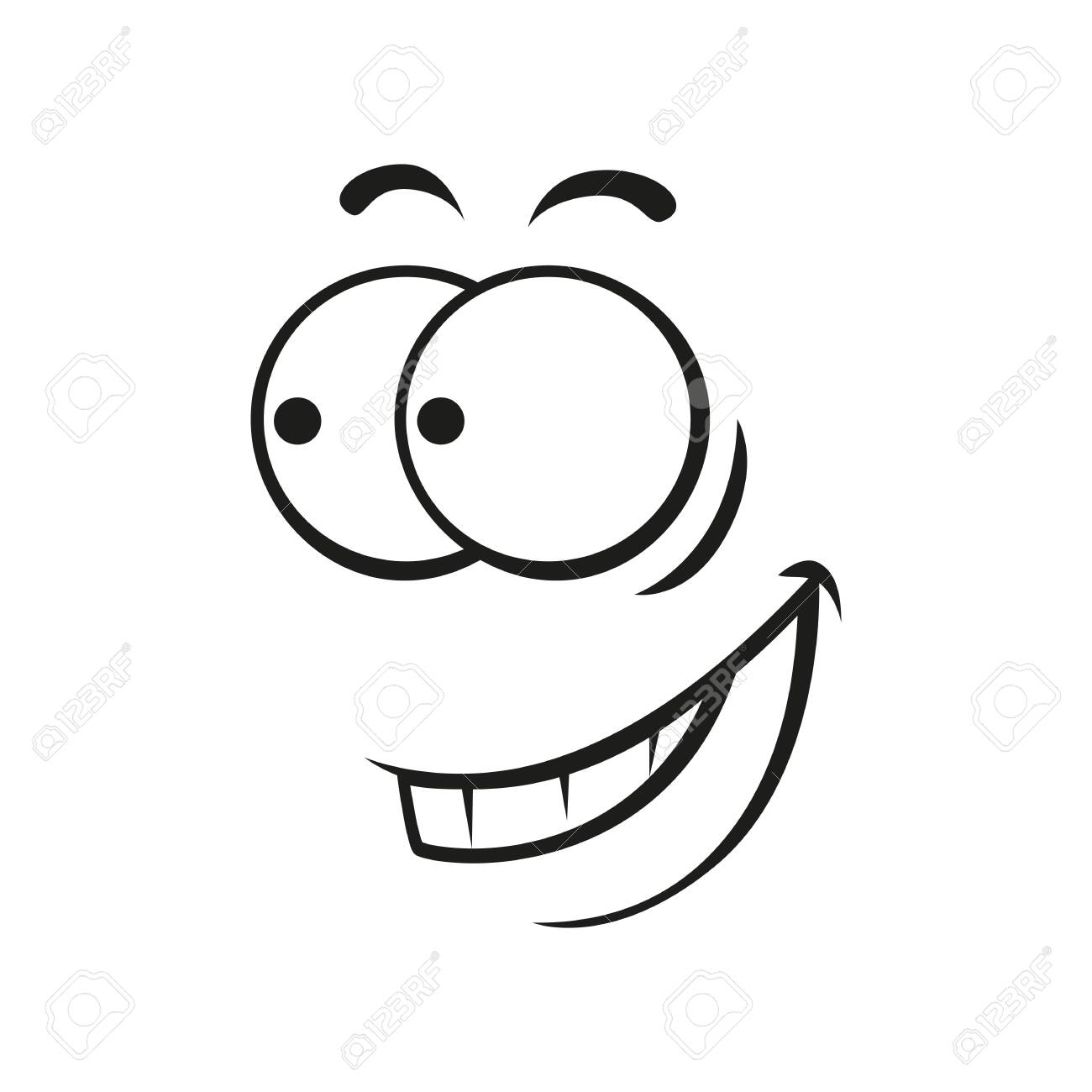 Happy Smiley, Isolate Smiling Grimace Side View. Vector Comic Smiley,  Emoticon With Teeth Line Art Royalty Free SVG, Cliparts, Vectors, and Stock  Illustration. Image 144176746., image size:1300x1300