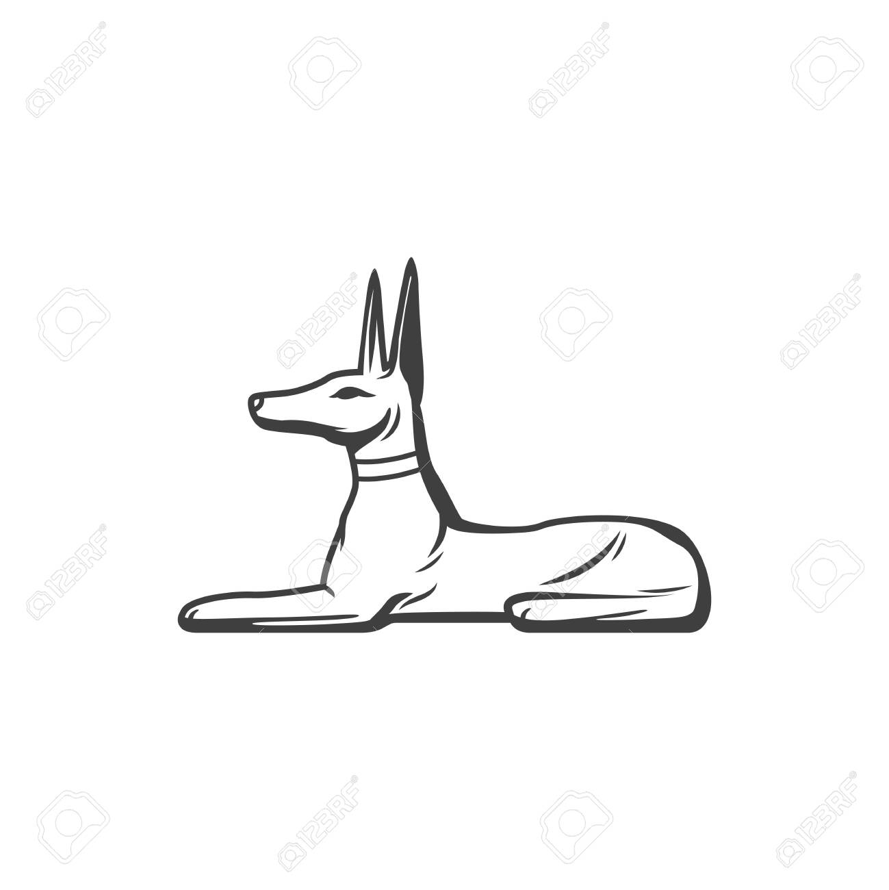 Lying Monochrome Jackal Isolated Anubis God. Vector Egyptian Dog Statue  Royalty Free SVG, Cliparts, Vectors, and Stock Illustration. Image  144290114.