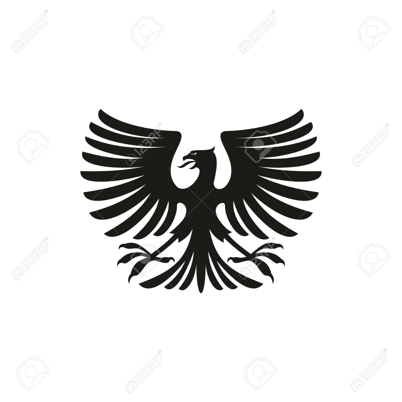 Black Eagle Heraldry Symbol Isolated Bird Mascot. Vector Black Hawk With  Spread Feather Tail, Heraldic Falcon Royalty Free SVG, Cliparts, Vectors,  And Stock Illustration. Image 144442533.