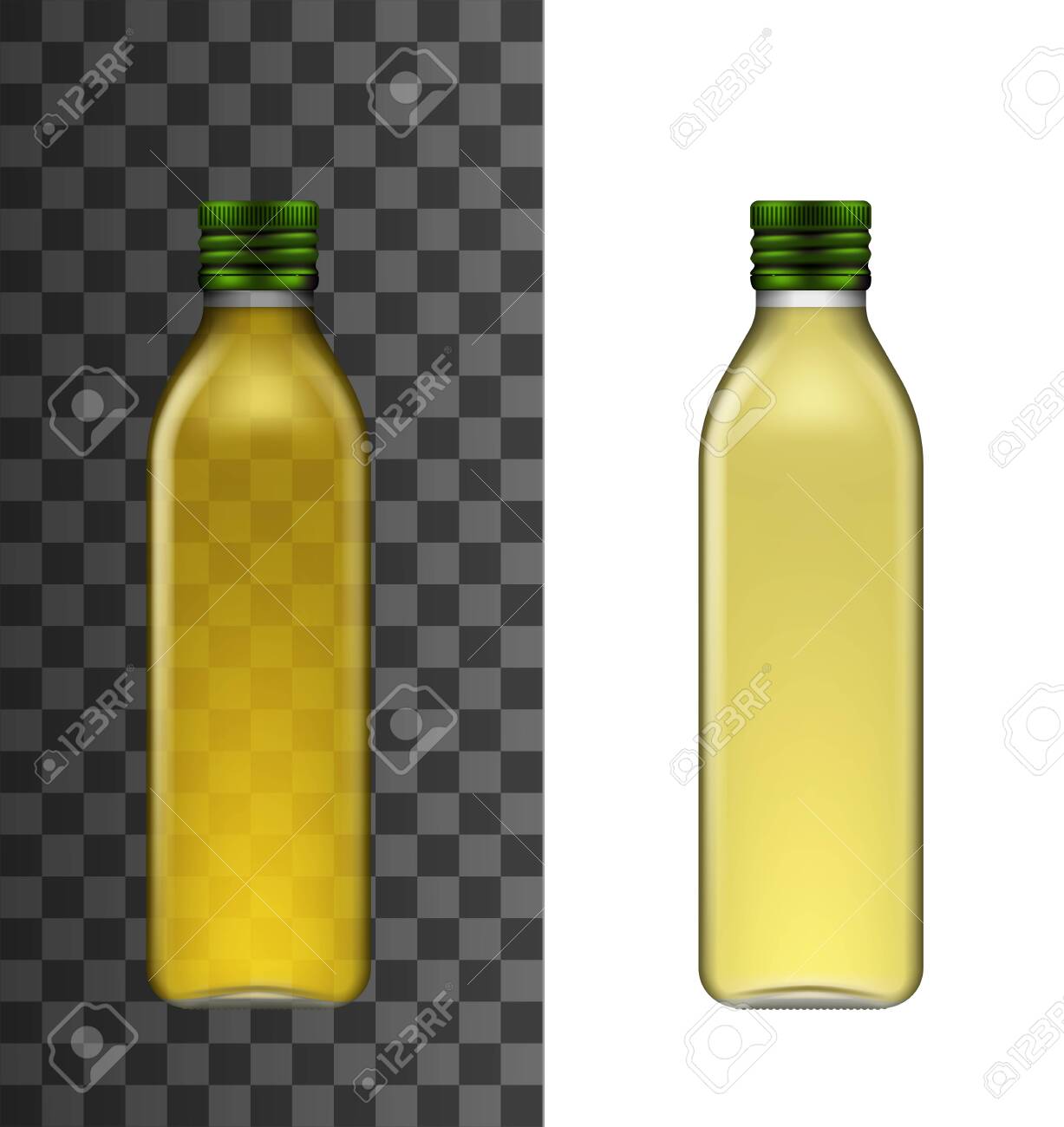Download Olive Oil Bottle Isolated Realistic Vector 3d Mockup Glass Narrow Royalty Free Cliparts Vectors And Stock Illustration Image 147351811