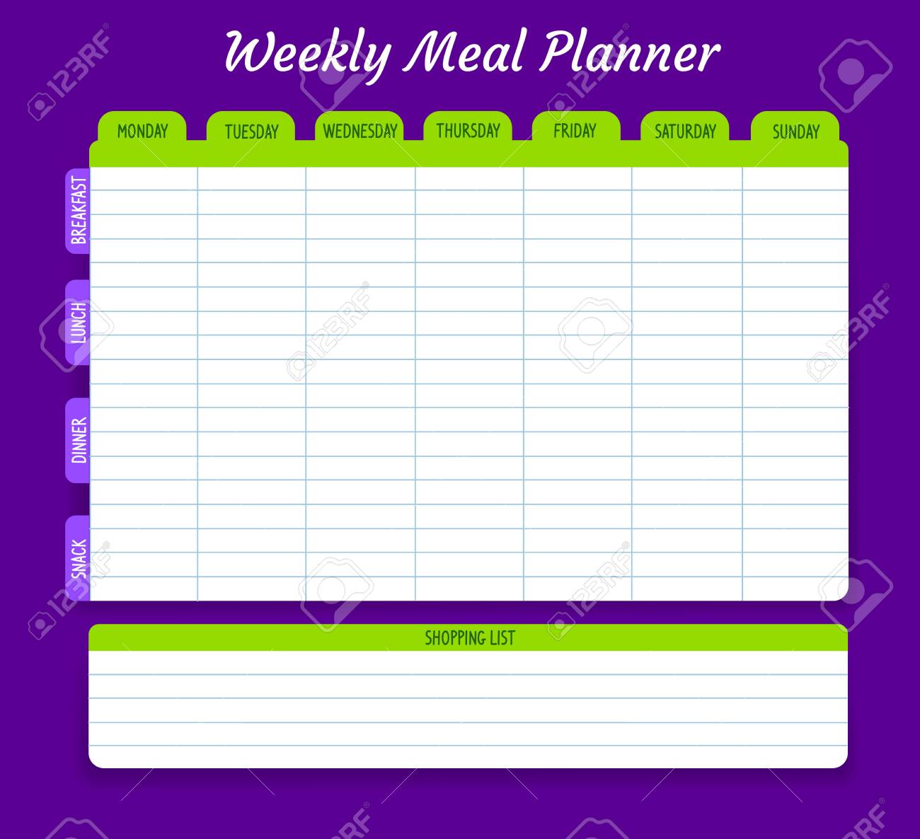 Weekly Meal Planner, Vector Food Plan For Week. Calendar Menu For Regarding Breakfast Lunch Dinner Menu Template Weekly Meal Planner, Vector Food Plan For Week. Calendar Menu For Regarding Breakfast Lunch Dinner Menu Template