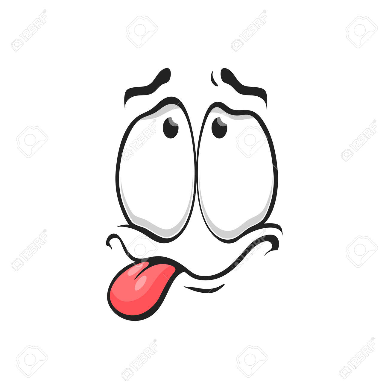 Emoticon With Silly Eyes, Awkward Face Expression Isolated Icon. Vector  Strange Emoji, Crazy Idiot Sad Emoticon Showing Tongue. Strange Stupid  Emoticon, Teasing Person Social Network Chatbot Royalty Free SVG, Cliparts,  Vectors, and, image size:1300x1300
