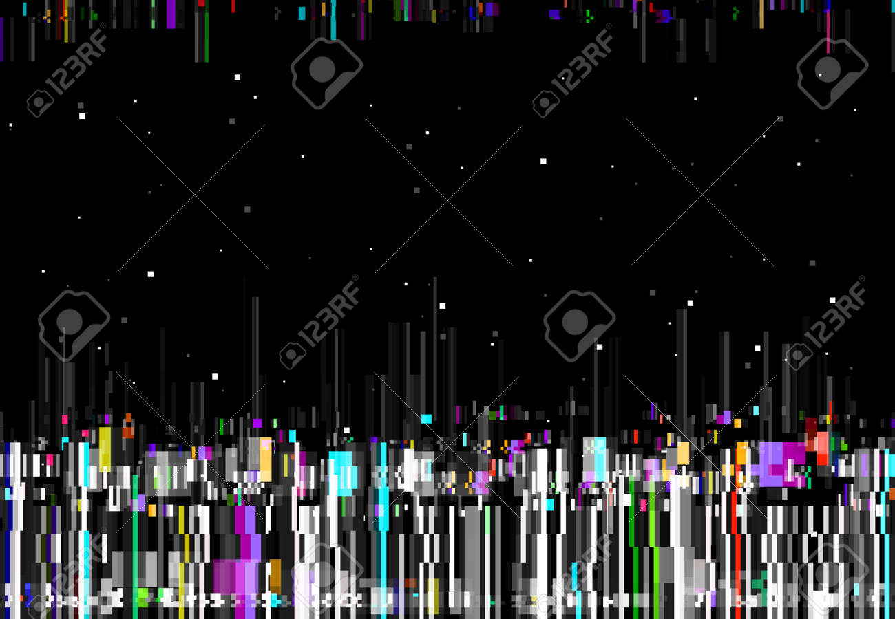 Glitch effect digital color distortion screen