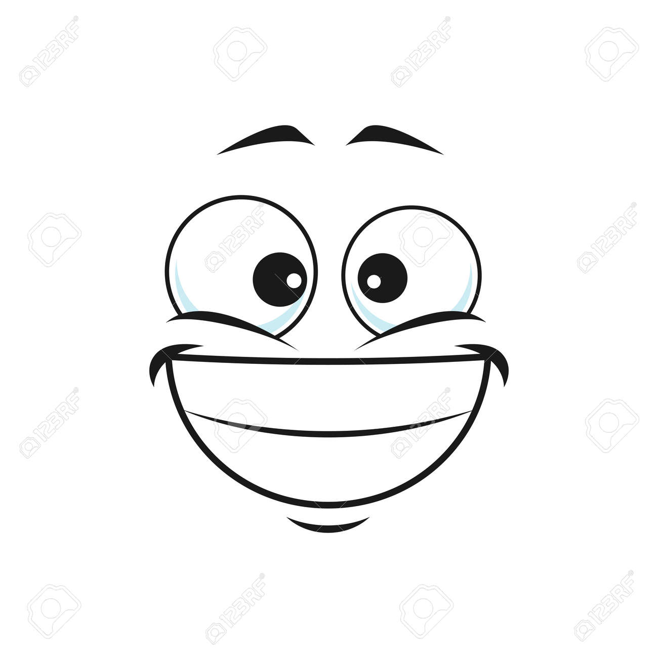 Cartoon Face Isolated Vector Icon, Wide Delighted Smile Facial Emoji, Happy  Funny Creature, Happy Human Emotion, Comic Face With Toothy Smiling Mouth  And Round Eyes Royalty Free SVG, Cliparts, Vectors, and Stock, image size:1300x1300
