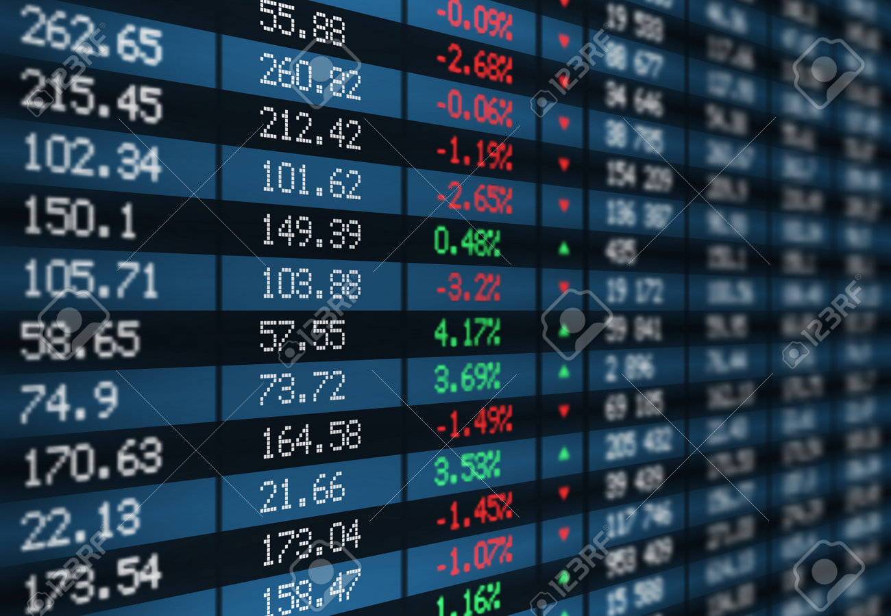 증권 거래소 보드 벡터는 금융 시장 지수 차트 및 그래프와 함께 표시됩니다. 녹색 및 빨간색 주식 거래량, 가격 거래, 방향 변경,  경제 테마가 있는 주식 시장 시세 화면 로열티 무료 사진, 그림,