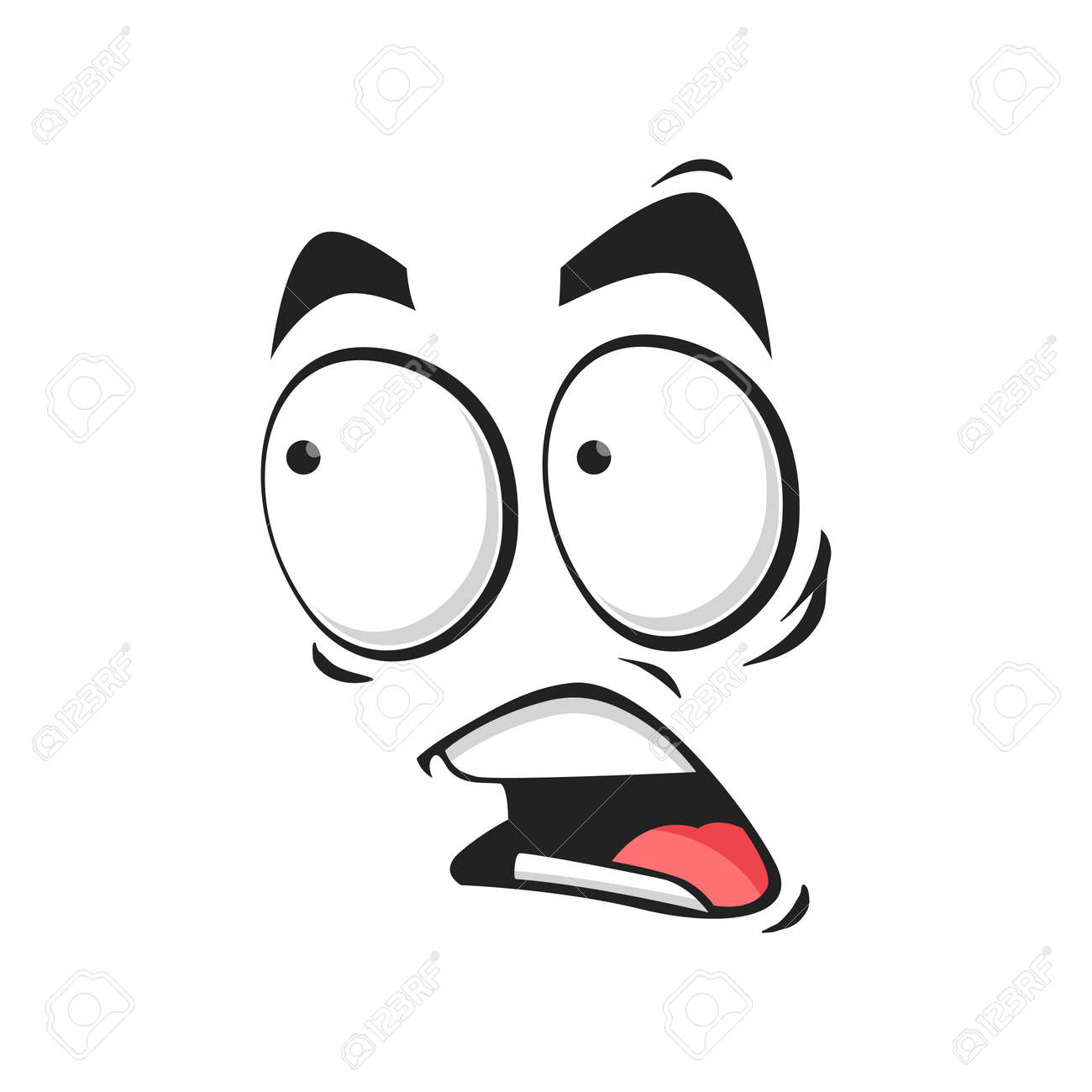 Cartoon Face Frightened Emoji, Vector Scared Facial Expression With Wide  Open Or Goggle Eyes And Yelling Mouth. Fear Or Worry Feelings Isolated On  White Background Royalty Free SVG, Cliparts, Vectors, and Stock, image size:1300x1300