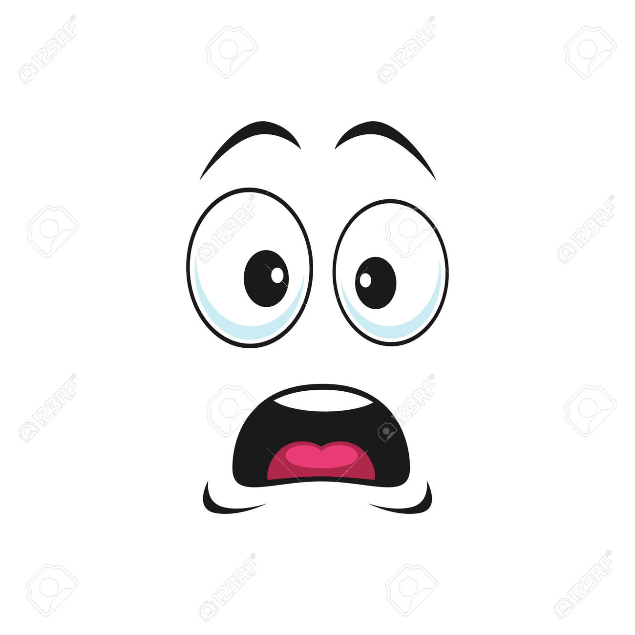 Amazed Emoticon With Open Mouth, Big Eyes Isolated Worried, Unsure Facial  Expression. Vector Terrified Or Frightened Emoji With Shocked Face. Scared  Or Surprised Smiley, Afraid Or Horrified, Confused Royalty Free SVG,  Cliparts,, image size:1300x1300