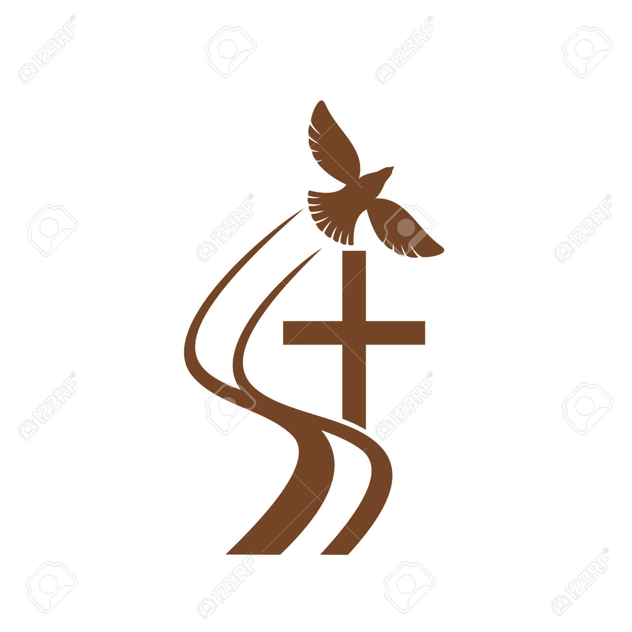 Christianity Religion Vector Icon With Flying Dove And Cross. Christian  Religious Symbol Of Jesus Christ Crucifix And Bird Of Peace, Isolated  Catholicism, Orthodox, Faith And Believe Icon Or Symbol Royalty Free SVG,, image size:1300x1300