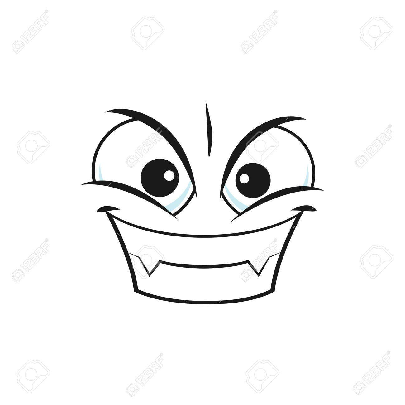Evil Scary Cartoon Smile Face, Smiling Vampire Vector Emoji