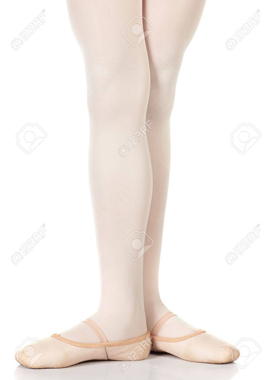 young female ballet dancer showing various classic ballet feet