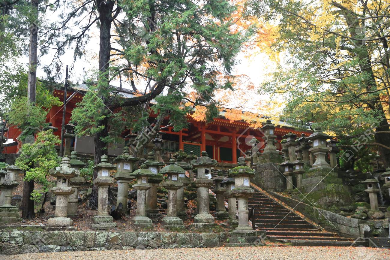 春日 奈良県の主要な神社の灯籠 の写真素材 画像素材 Image