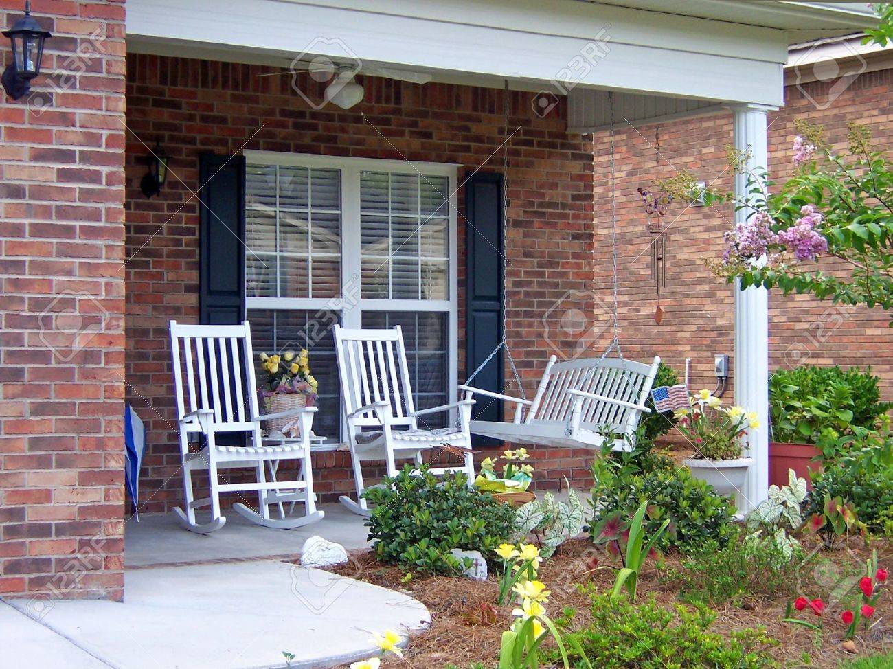 A Beautiful Southern Carolina Outside Front Porch Stock Photo A Beautiful Southern Carolina Outside Front Porch Stock Photo