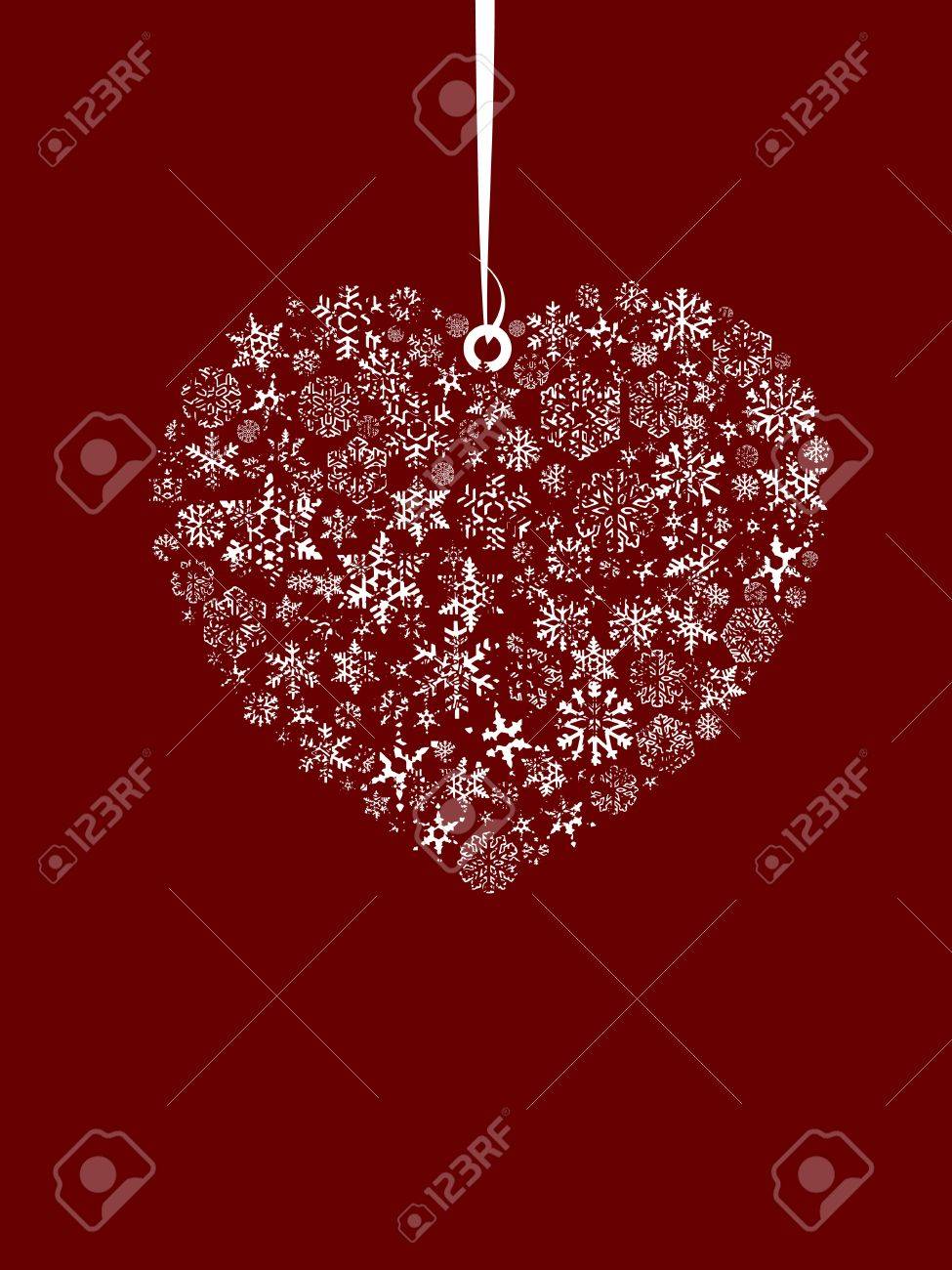 Valentine's Day Concept, set of snowflahes as love heart and small angel. - 7867213 Valentine's Day Concept, set of snowflahes as love heart and small angel. - 7867213