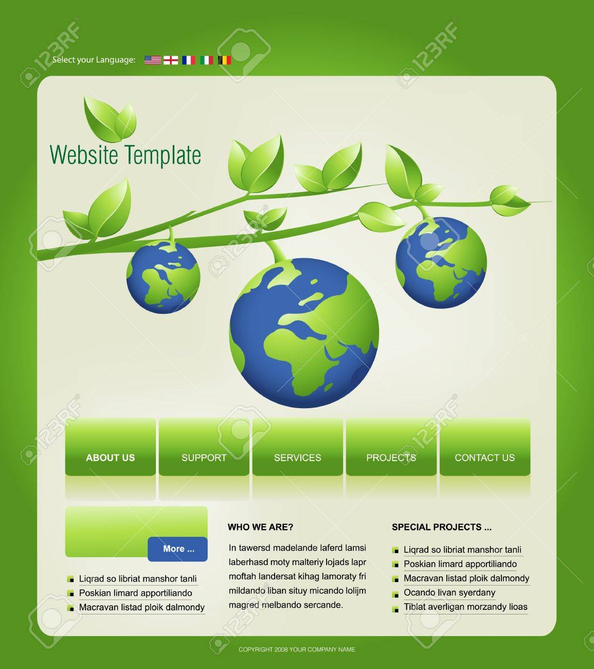 Website Template Easy To Use In Adobe Photoshop Flash Or Illustrator Stock Photo Picture And Royalty Free Image Image
