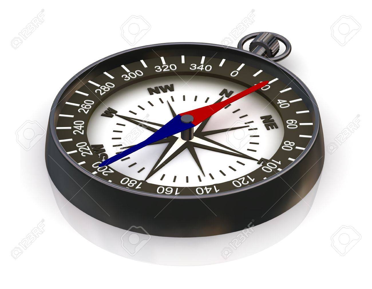白い背景の反射で現代磁石コンパス の写真素材 画像素材 Image