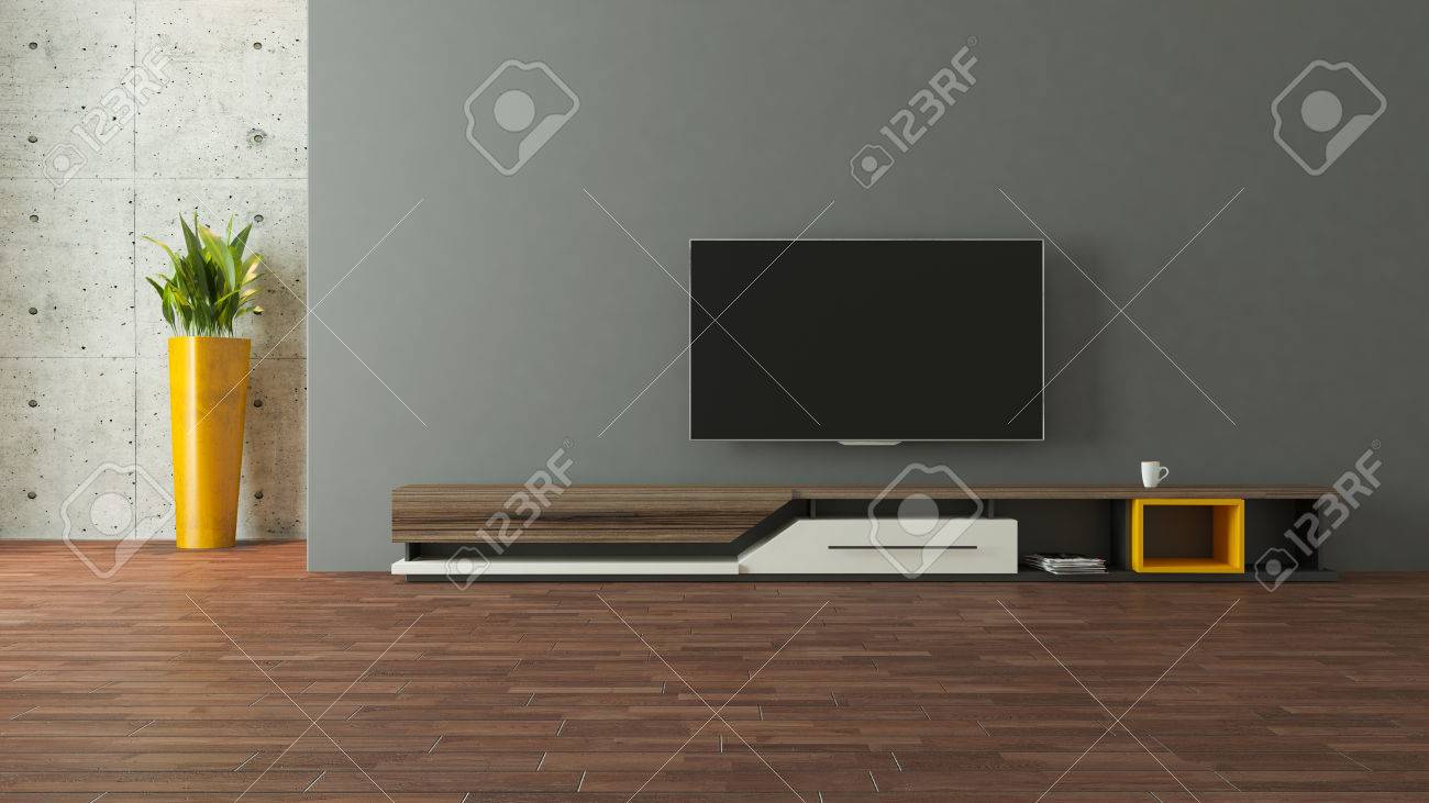 Moderno Diseno De Soporte De La Tv Con La Pared De La Decoracion
