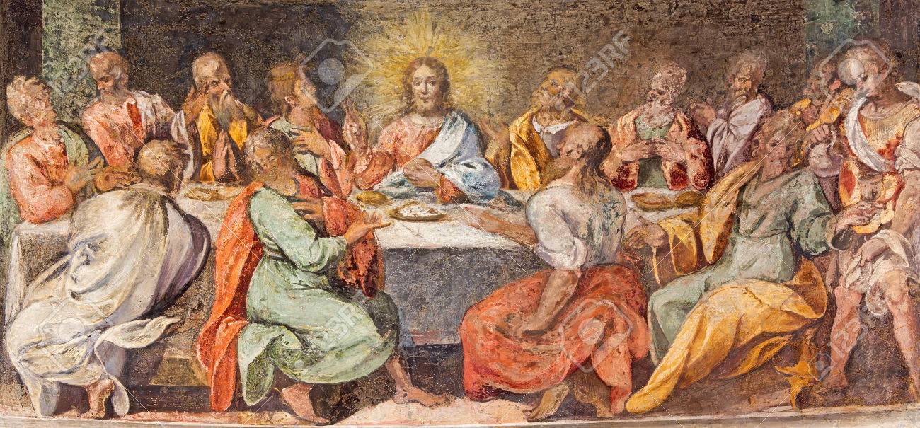 rome italy march 25 2015 the last supper fresco in church