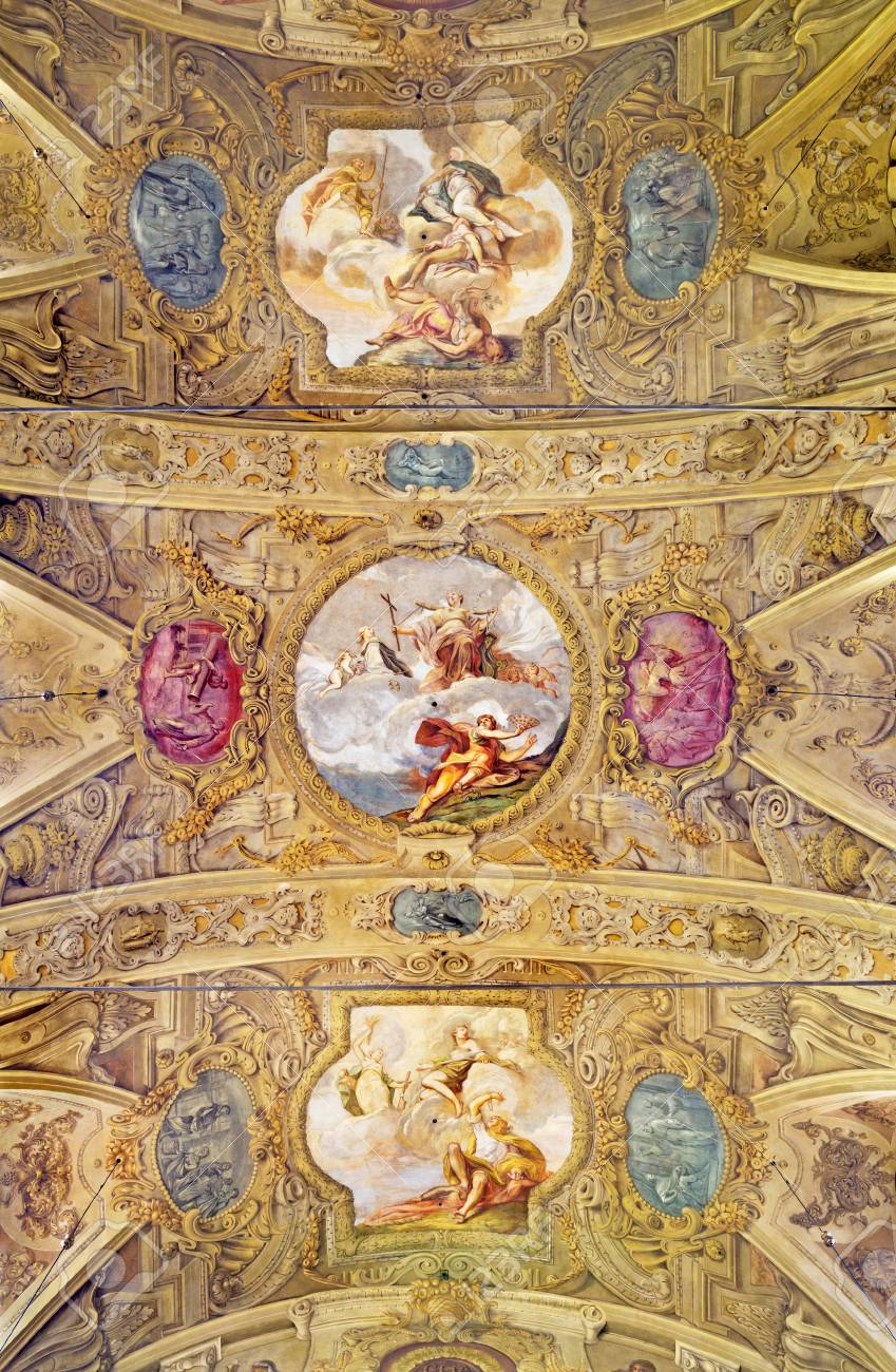 Modena Italy April 14 2018 The Baroque Ceiling Fresco With
