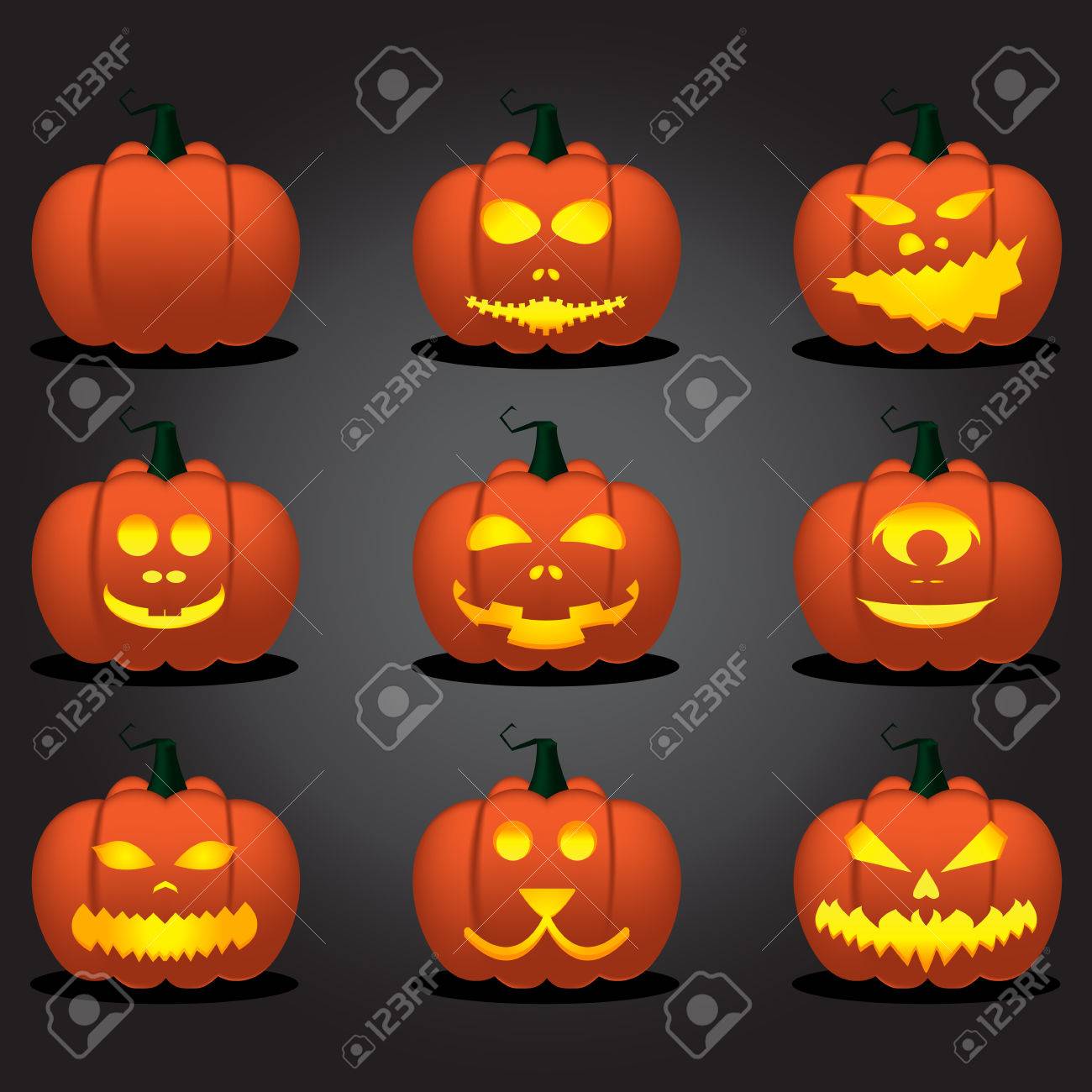 Halloween Pumpkin Face Set. Vector Illustration Royalty Free SVG, Cliparts,  Vectors, and Stock Illustration. Image 41796485., image size:1300x1300