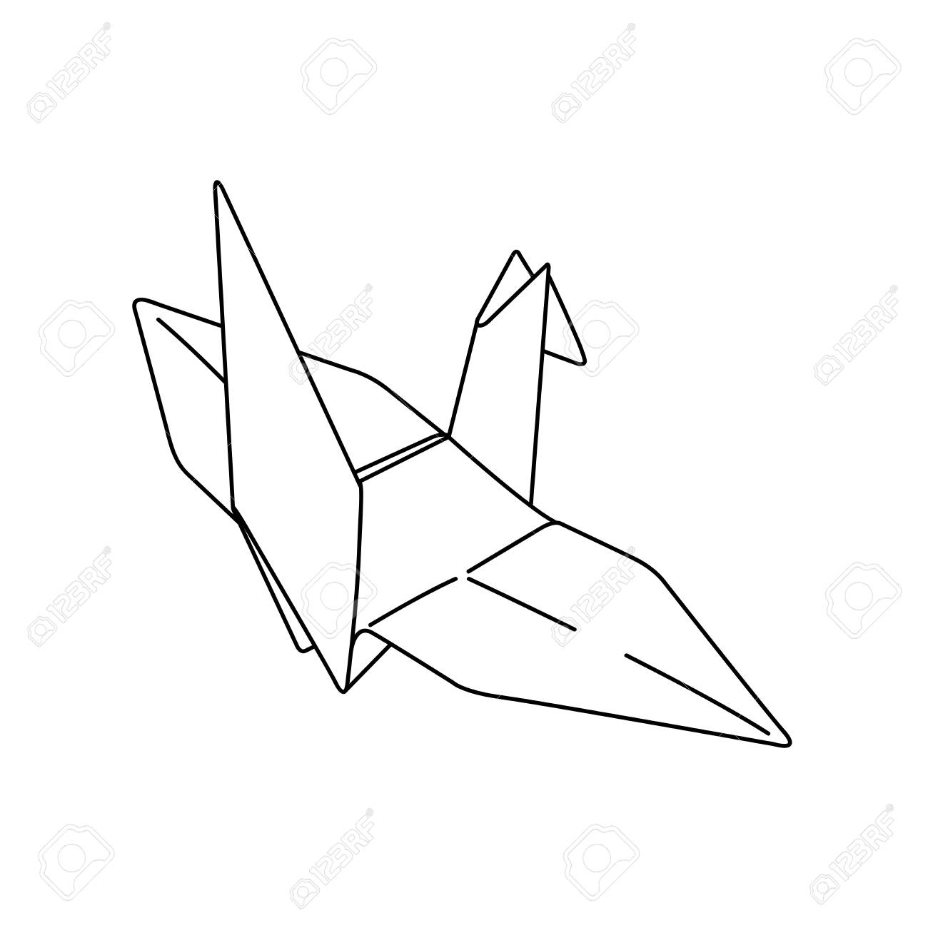 Minimalist tattoo boho origami paper duck line art