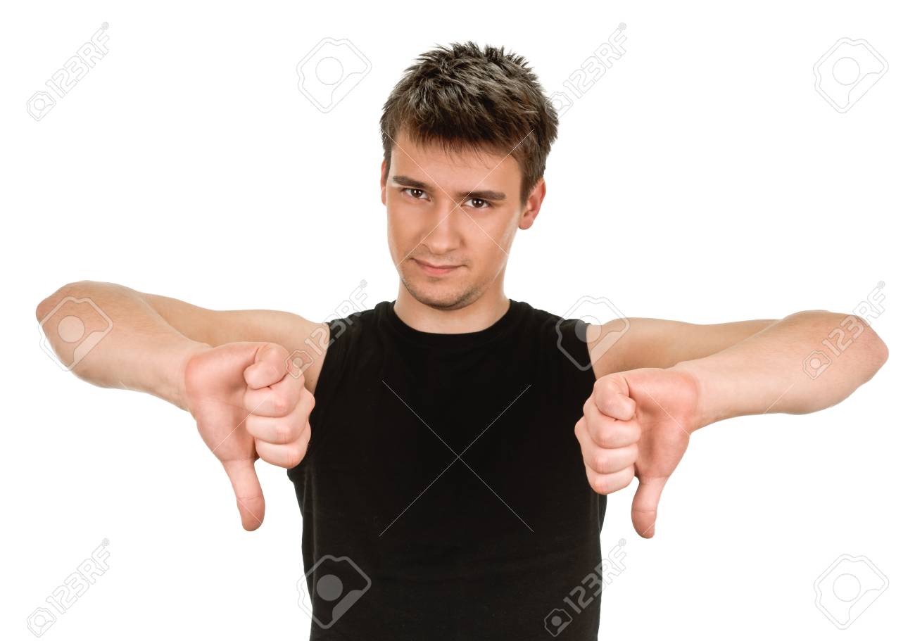 Man Giving Thumbs Down Gesture Negative Sign Isolated On White Stock Photo,  Picture And Royalty Free Image. Image 30169194.
