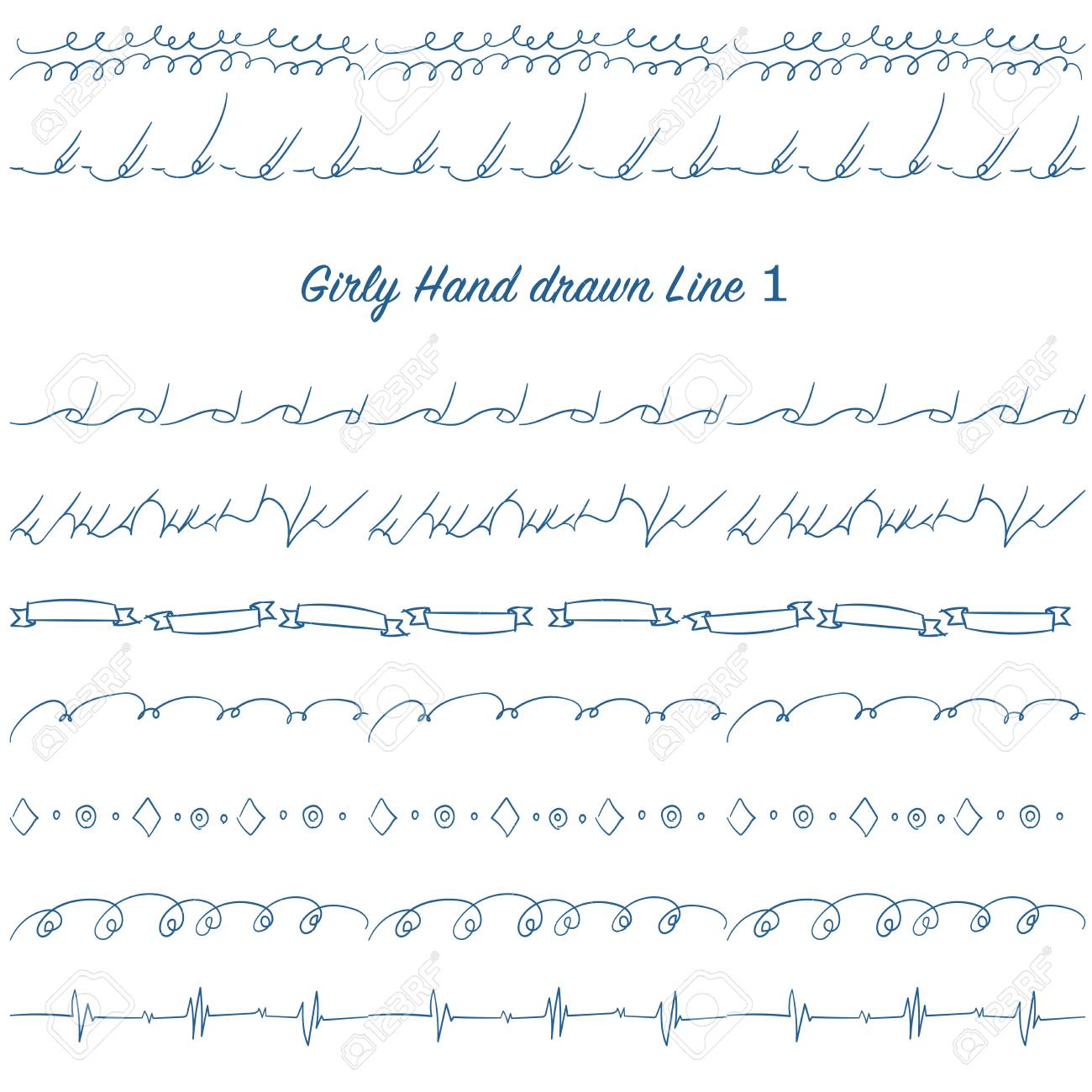 乙女チックな手描きの装飾ラインは デザインを設定します のイラスト素材 ベクタ Image