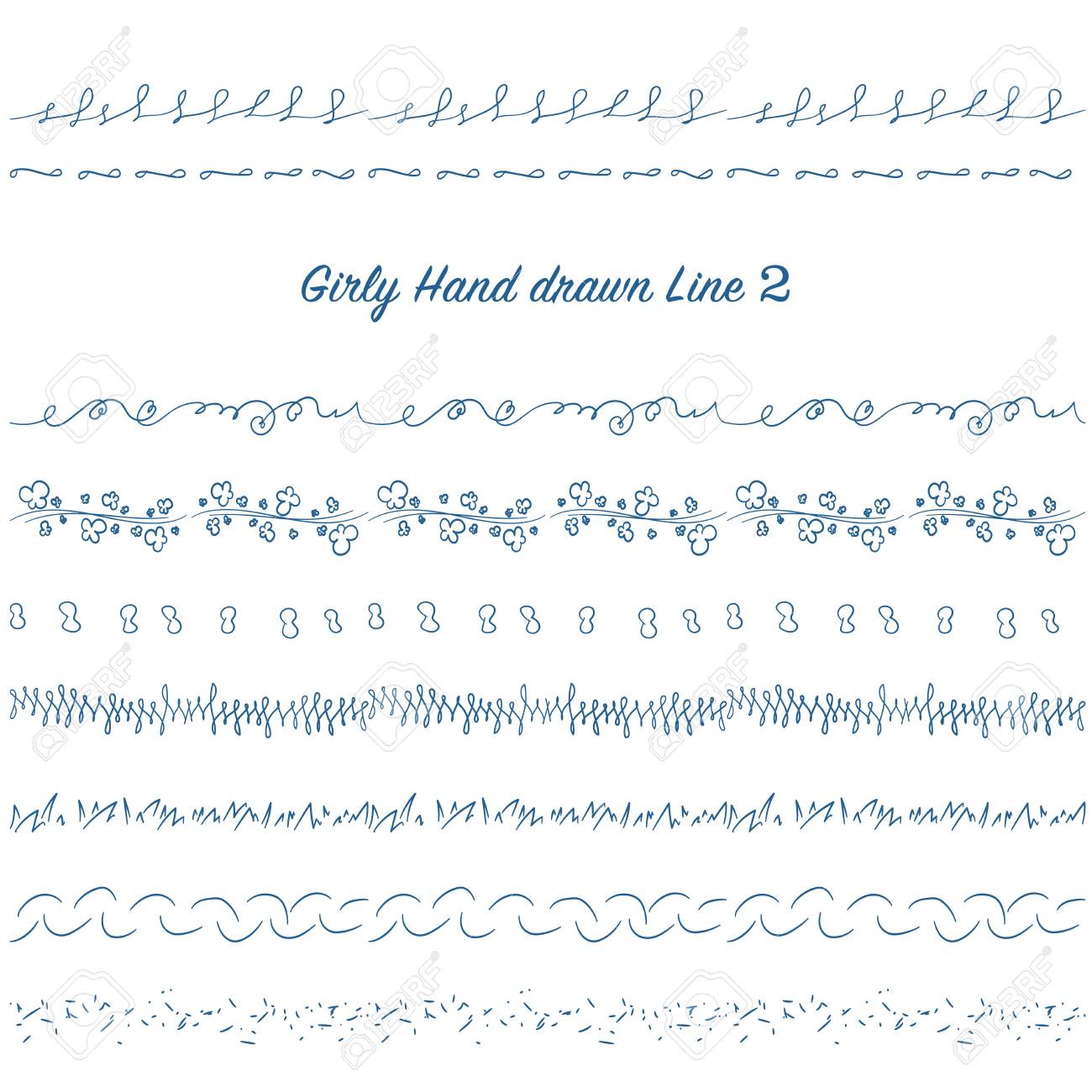 乙女チックな手描きの装飾ラインは デザインを設定します のイラスト素材 ベクタ Image