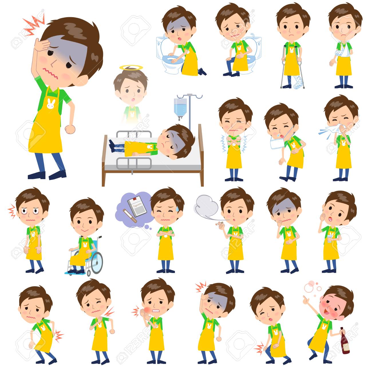 保育士のベクトル図の様々 なポーズをセットします のイラスト素材 ベクタ Image