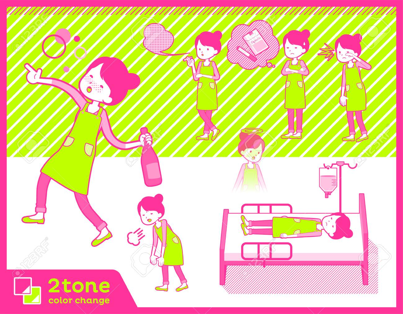 2 トーン タイプ バレエお団子髪エプロンお母さんのイラスト のイラスト素材 ベクタ Image